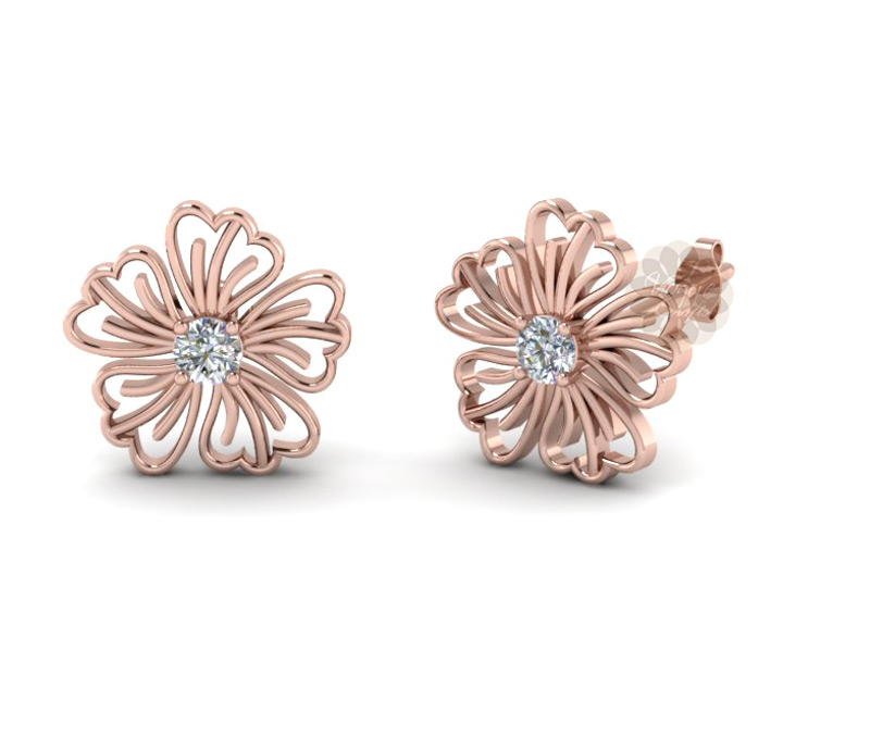Vogue Crafts & Designs Pvt. Ltd. manufactures Rose Gold Flower Stud Earrings at wholesale price.